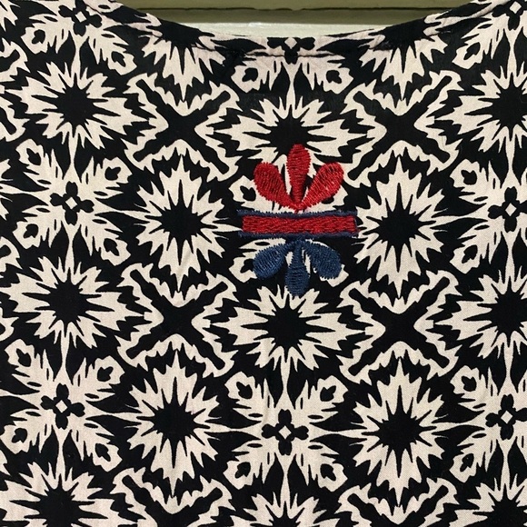 Anthropologie THMI Embroidered Boho Dress Tassel Tie Neck 2 Tiered Flouncy Skirt - Picture 5 of 15